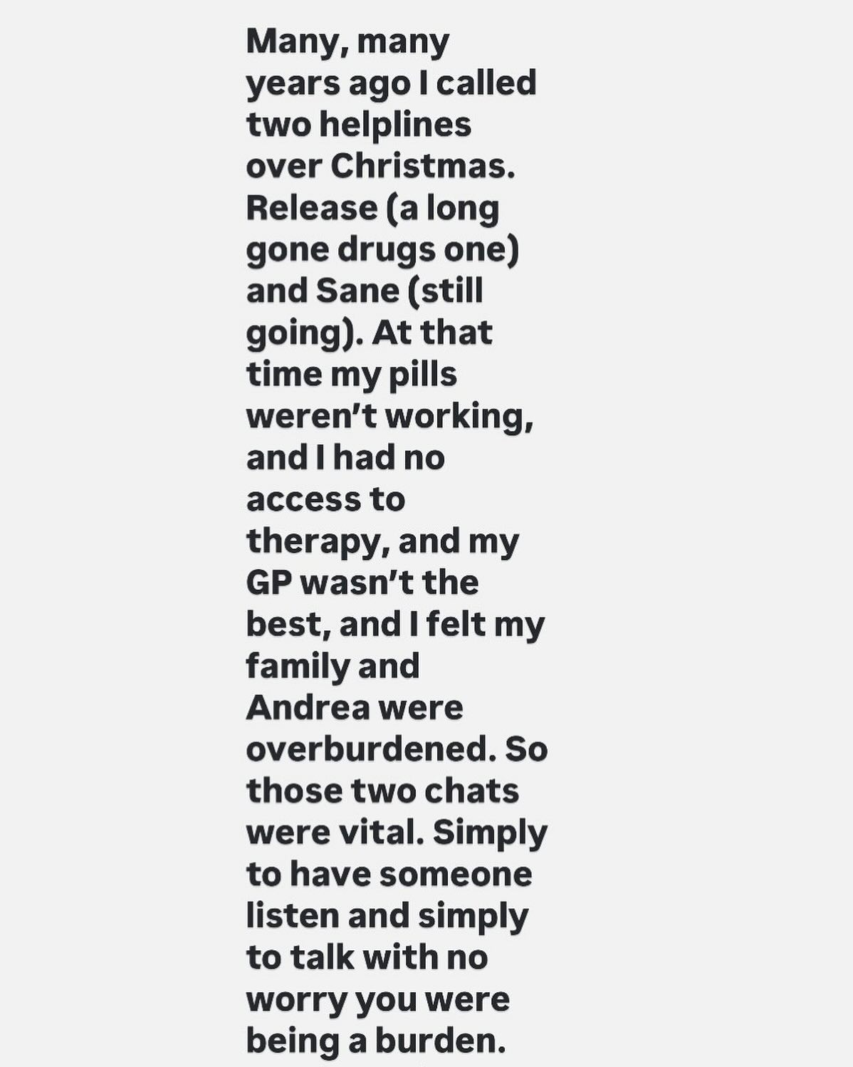 This Christmas I am supporting  @papyrus_uk - who are raising money to keep their helpline availability 24/7. It is a vital line as it is devoted specifically to suicidal people under the age of 35. Helplines are a crucial safety net. And for many people just to know they exist is a comfort.