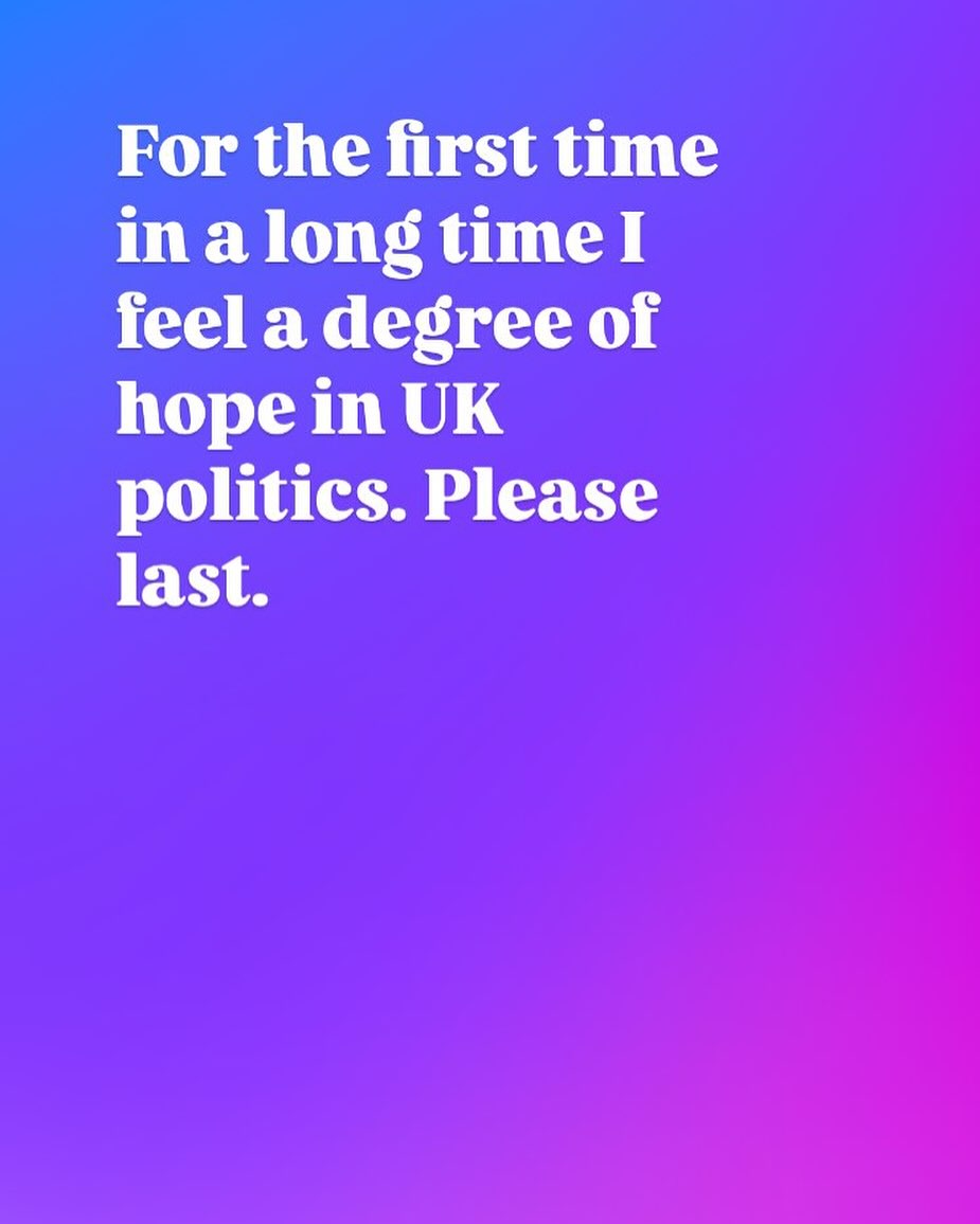 Absolutely love the way Zack Polanski has been changing the established narrative. Love the way some journalists are so unprepared to deal with honest answers, rather than answers designed to appease everyone and satisfy no one. Love that he is not only saying good stuff but in a way that - if this was an interview- most people would give him the job. Someone who understands that - as 70 percent of millionaires WANT to pay more tax - they won’t all flee the country and that the ones that do won’t be the ones who are giving much back for society or their employees. Some people - myself included - are happy to pay more tax if it leads to a better society. And it is so good to see someone who doesn’t accept the assumption that immigration is bad and that minorities are a problem. A breath of fresh green air and the fact the established media class seem more scared of them than Reform speaks VOLUMES. Someone who is patriotic enough to want to make the country better rather than simply use a flag and the immigration issue to con the masses into giving tax breaks for themselves and gutting public services to make up the deficit in cash. Yes. Nice to feel it. It could all go to shit. But right now it’s a good feeling.