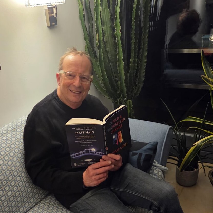 Here is a picture of my Dad reading The Midnight Train. I wrote The Midnight Train while my dad was going through cancer treatment. And the book is much inspired by my mum and dad because it is a love story partly set in 1960s Sheffield where they met. A lot of it is conjured from how my parents used to talk about that era. So means a lot to see him reading it.