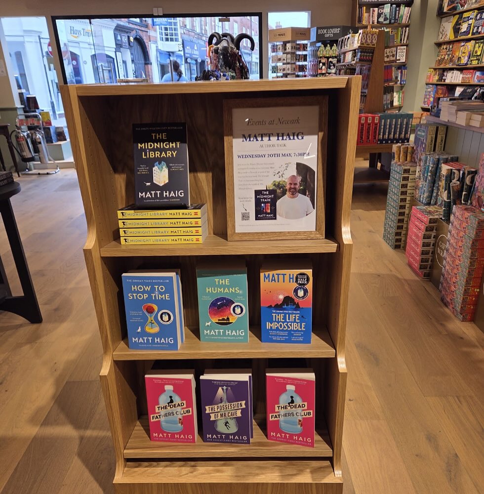 My mum just sent me a pic of my books in Newark Waterstones, the very newest Waterstones in the country. I grew up here after my parents moved from Sheffield for work. But it didn’t have a bookshop then. As a teenager books saved me. I am not just saying that. I was lost. And the local library was how it began to turn around. Quite surreal to see this especially because on that street in 1991 I was arrested for shoplifting.