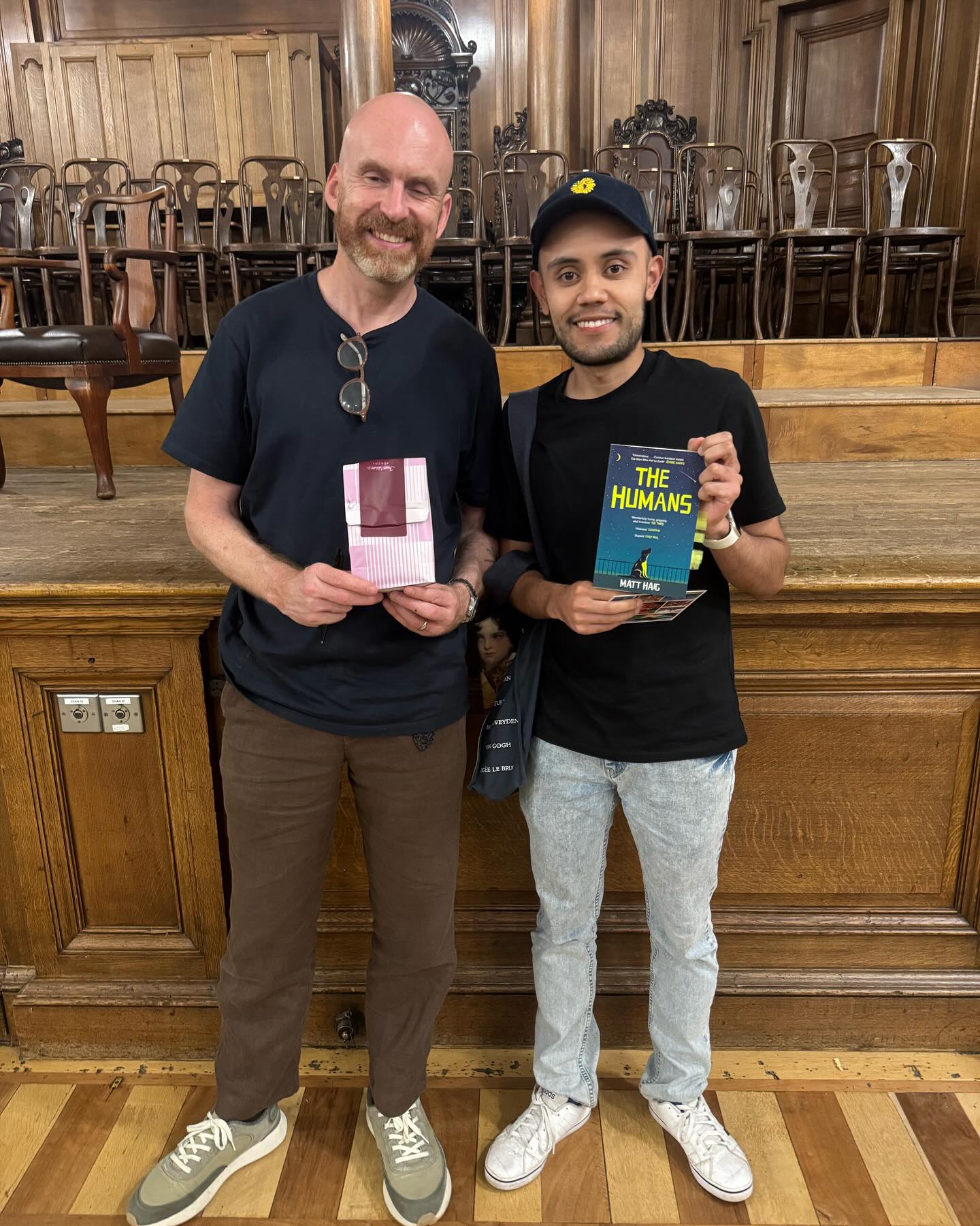 Incredible to see people from all over at Edinburgh tonight. For instance this man, David, had come from COLUMBIA especially for the event. (I am holding his gift of the world’s best coffee.)