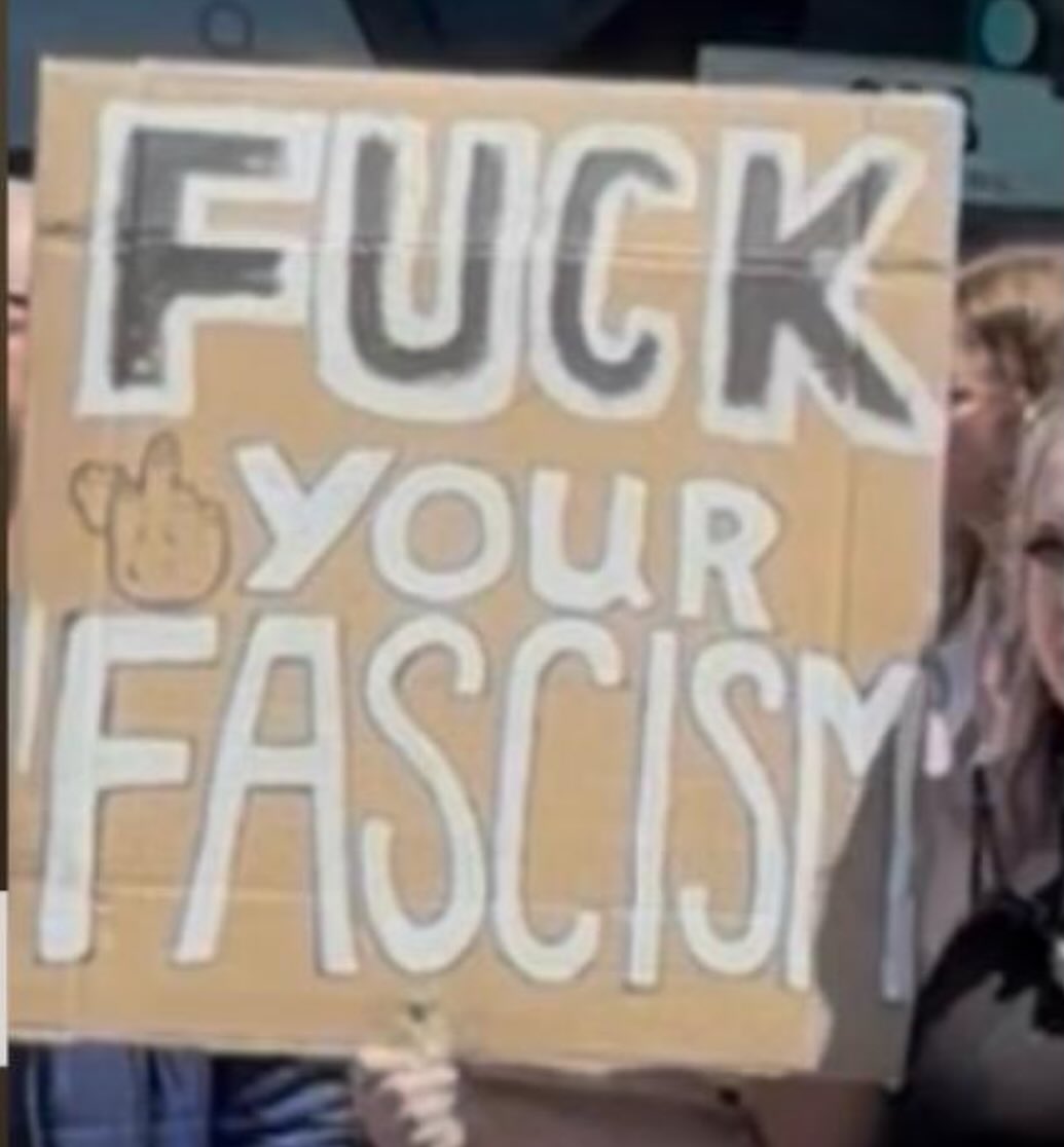 Very proud to live in Brighton. Walked into town and there were thousands of people outnumbering the few racists. Even the racists seemed slightly ashamed to be racist. Drunk and nervously laughing and no sincerity or belief in their faces.