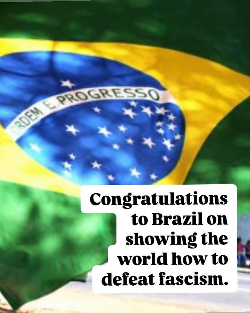 The writer Stefan Zwelig said that Brazil is always the country of the future so it may have voted for the far right a decade ago but it is defeating it now so that is a good sign for the world. Congratulations Brazil. I was meant to be visiting you next week but I will be there next year.
