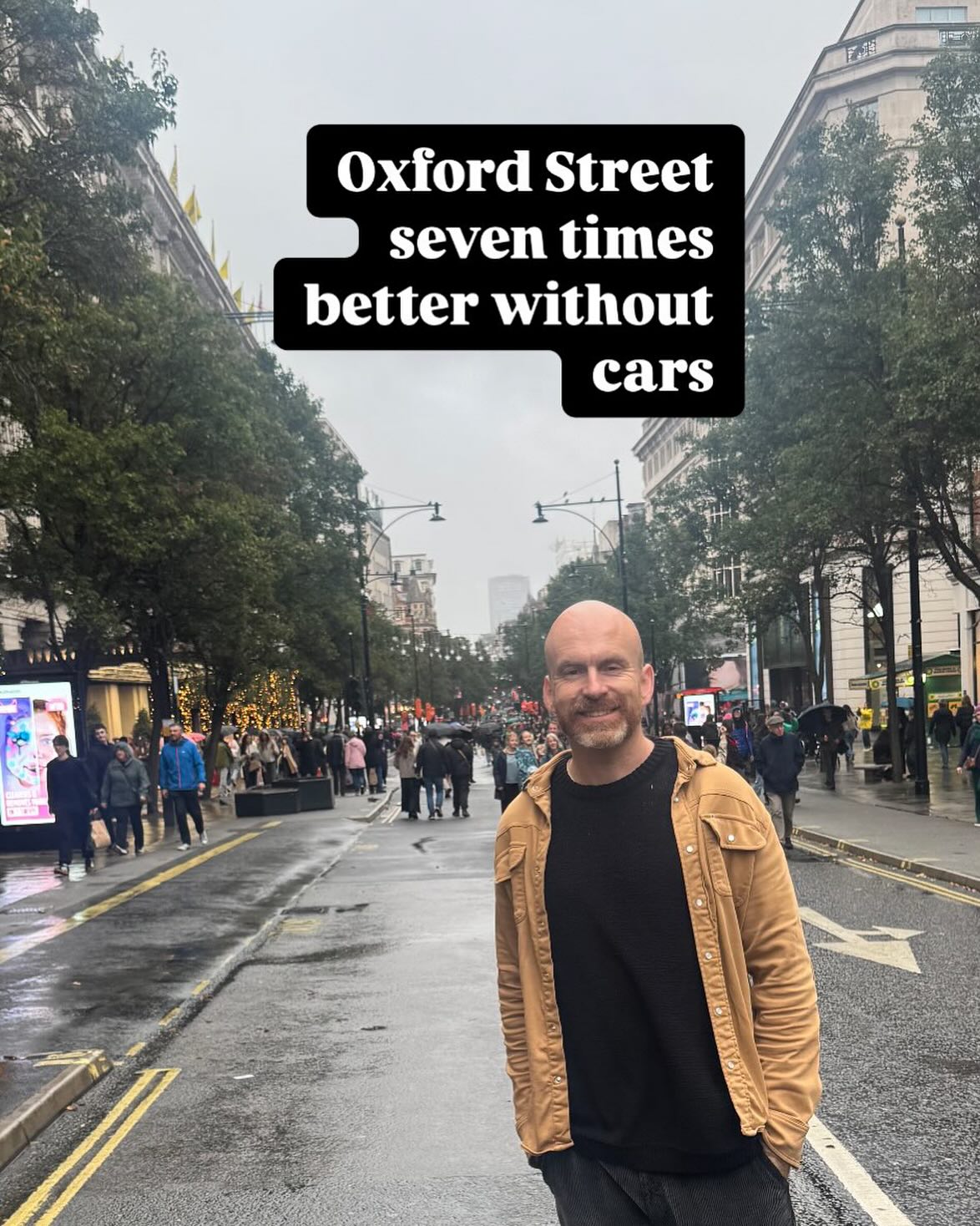 Maybe even eight times. Cities are just better without cars. And I had a bit of a disagreement with the taxi driver who went on a rant about mayor Sadiq (sometimes you detect a - ahem - grain of racism just in how someone chooses to pronounce a name). He thought it would increase crime. I think it will decrease it because there is less chaos and stress and crowd congestion. My dad was an architect working in the worst parts of London whose job it was to understand how architecture creates crime and problems and narrow busy paths were often to blame. Open things up and crime decreases. And you realise it is quite a wide street. Even before the landscaping I like it. I could almost shop on it. Well. We’ll see. One step at a time. It’s not Venice but it is nice to breathe. A 5 star decision.